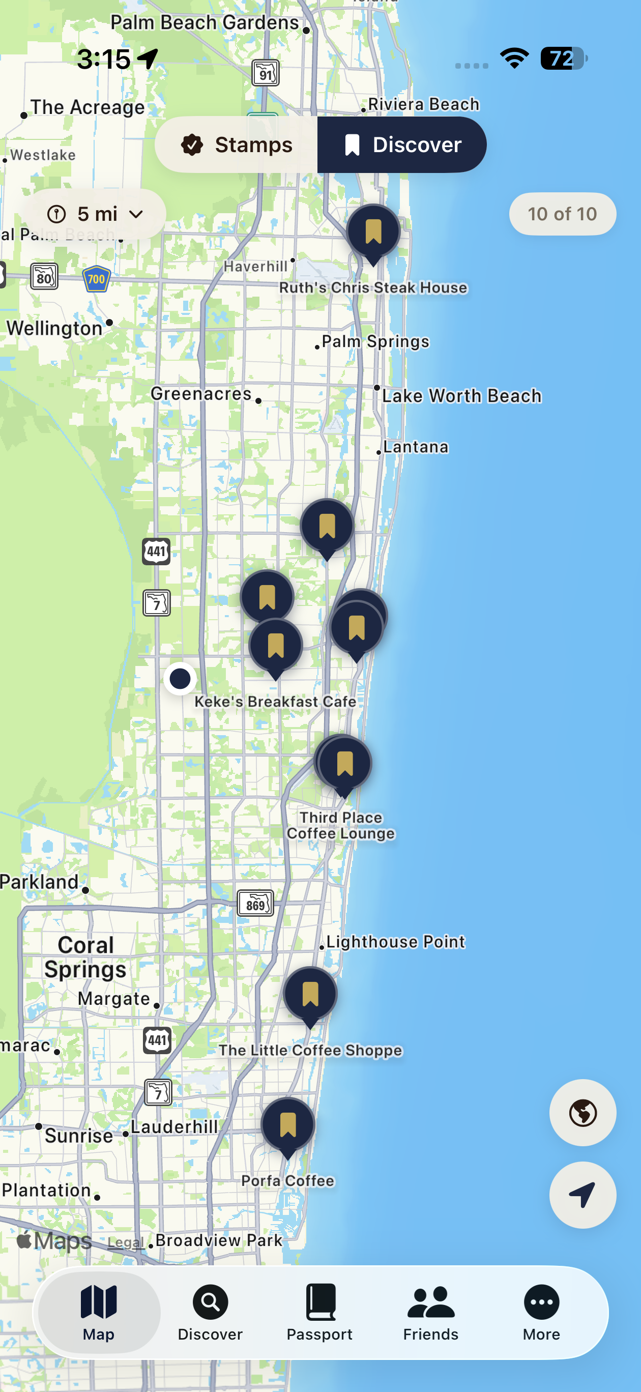 NibbleMaps discover map with saved places